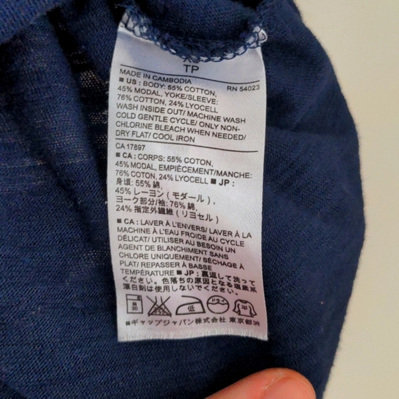 Banana Republic XS Navy Tee with Crochet Accent - Picture 5 of 6